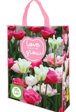Bloembollen|Ecocheques|ohgreen 1 shopping bag met tulpen roze 'love what you grow'