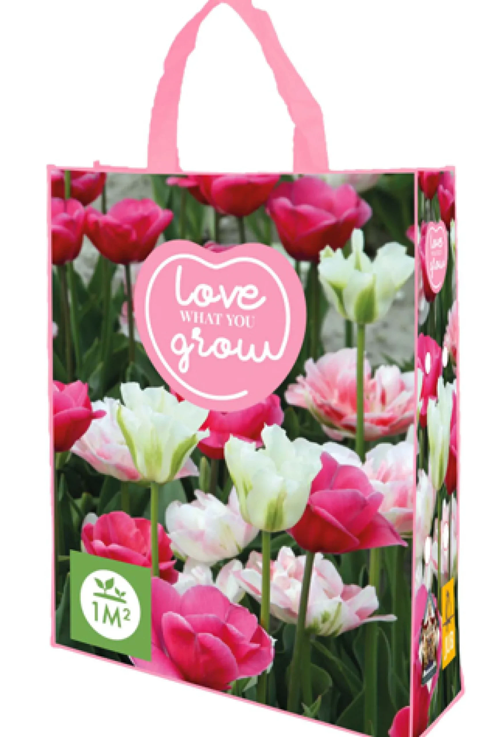 Bloembollen|Ecocheques|ohgreen 1 shopping bag met tulpen roze 'love what you grow'
