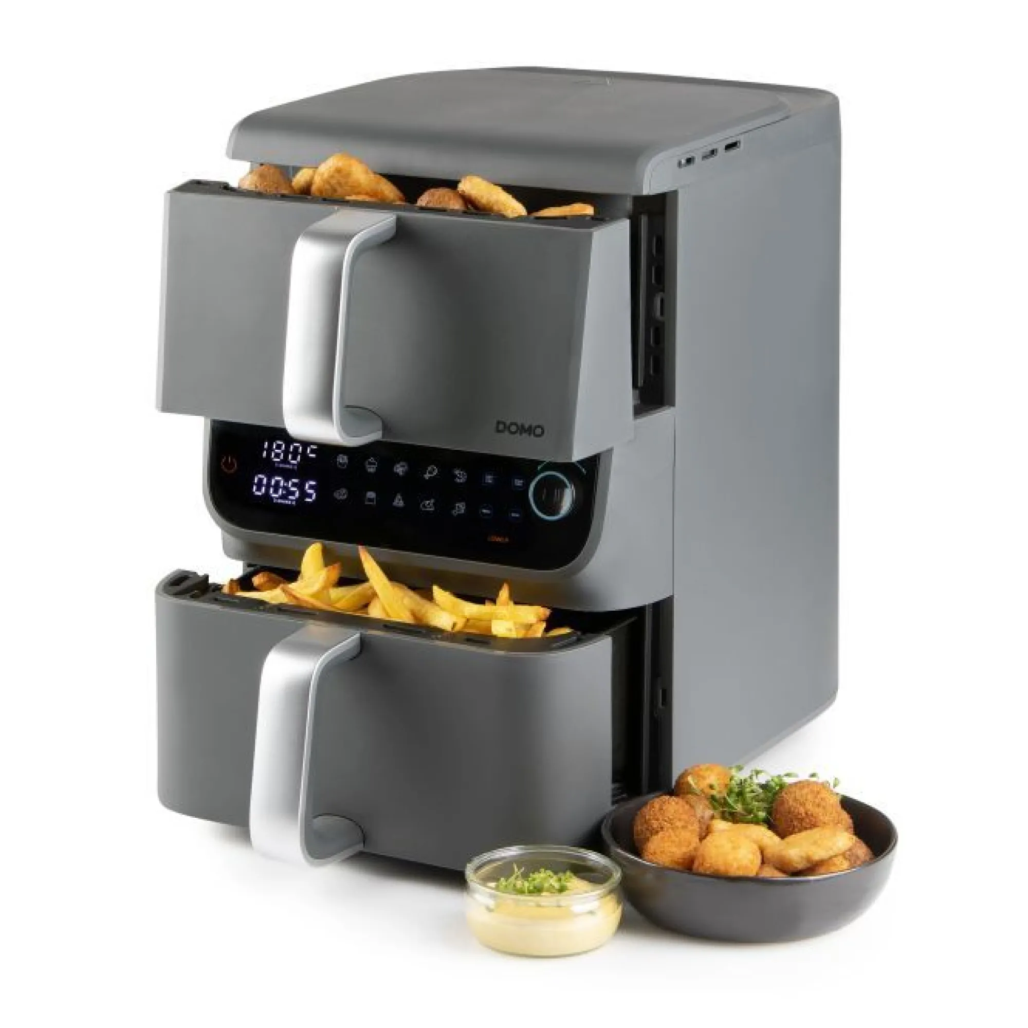 Keukentoestellen|ohgreen Airfryer double fry zone verticaal 3,5+6,5l