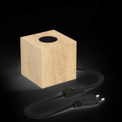 Verlichting|ohgreen calex tafelarmatuur E27 hout met snoer 1,8m met schakelaar