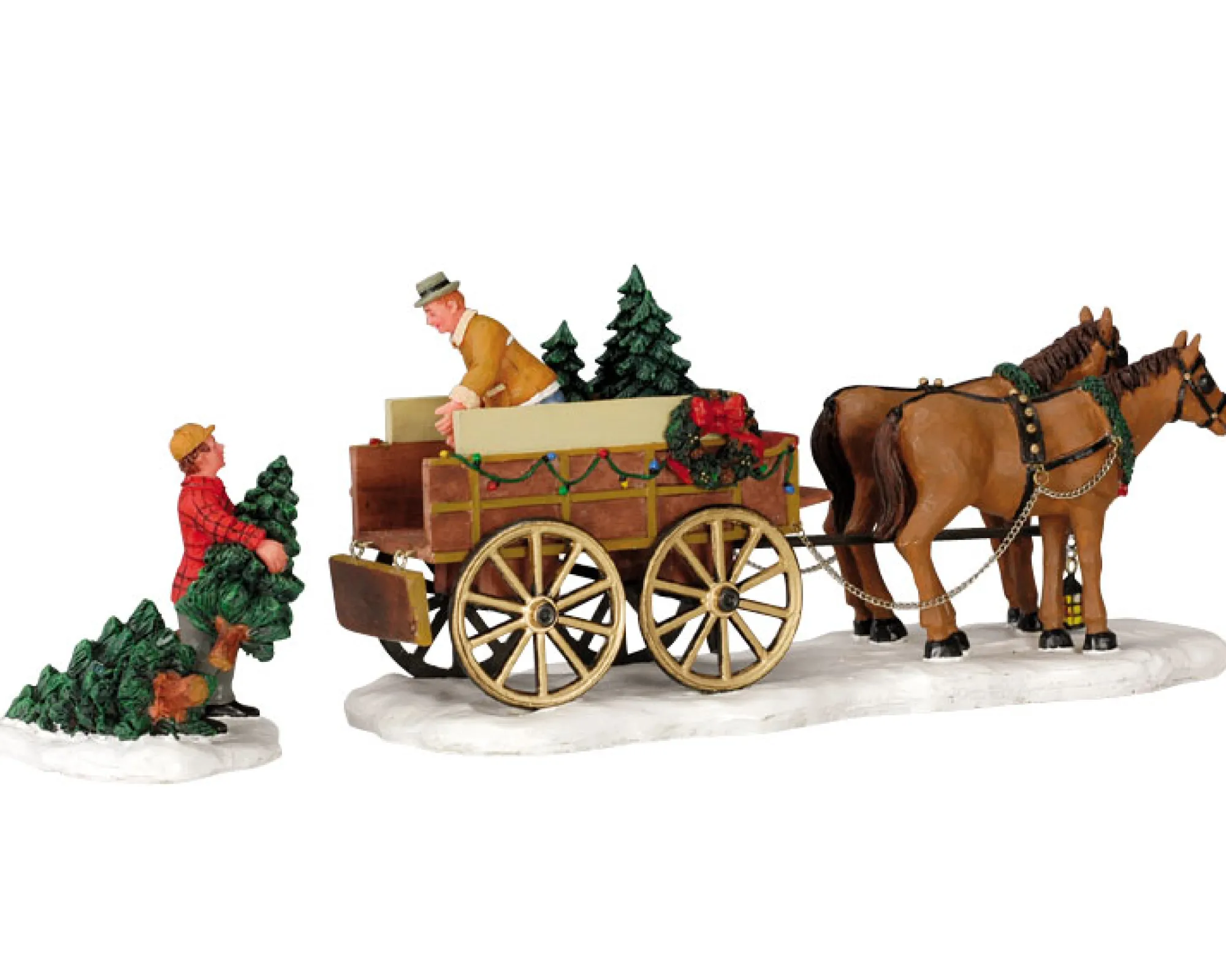 Lemax Kerstdorpen|ohgreen Christmas tree wagon, set of 2