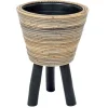 Potten En Vazen|ohgreen Drypot wooden legs stripe grey d32h45cm