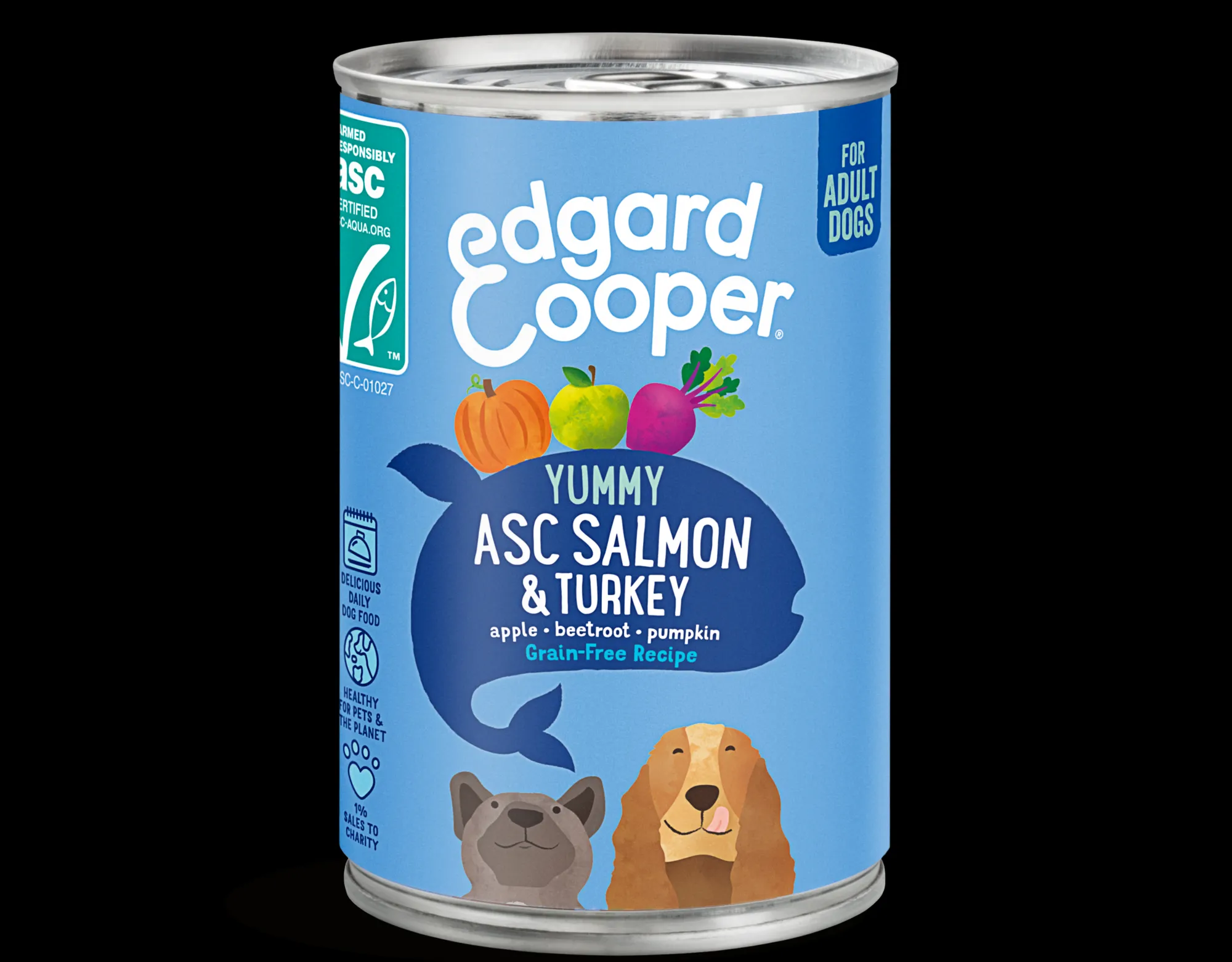 Hond Voeding|ohgreen Edgard & cooper, blik voor adult honden met zalm en kalkoen, 400g