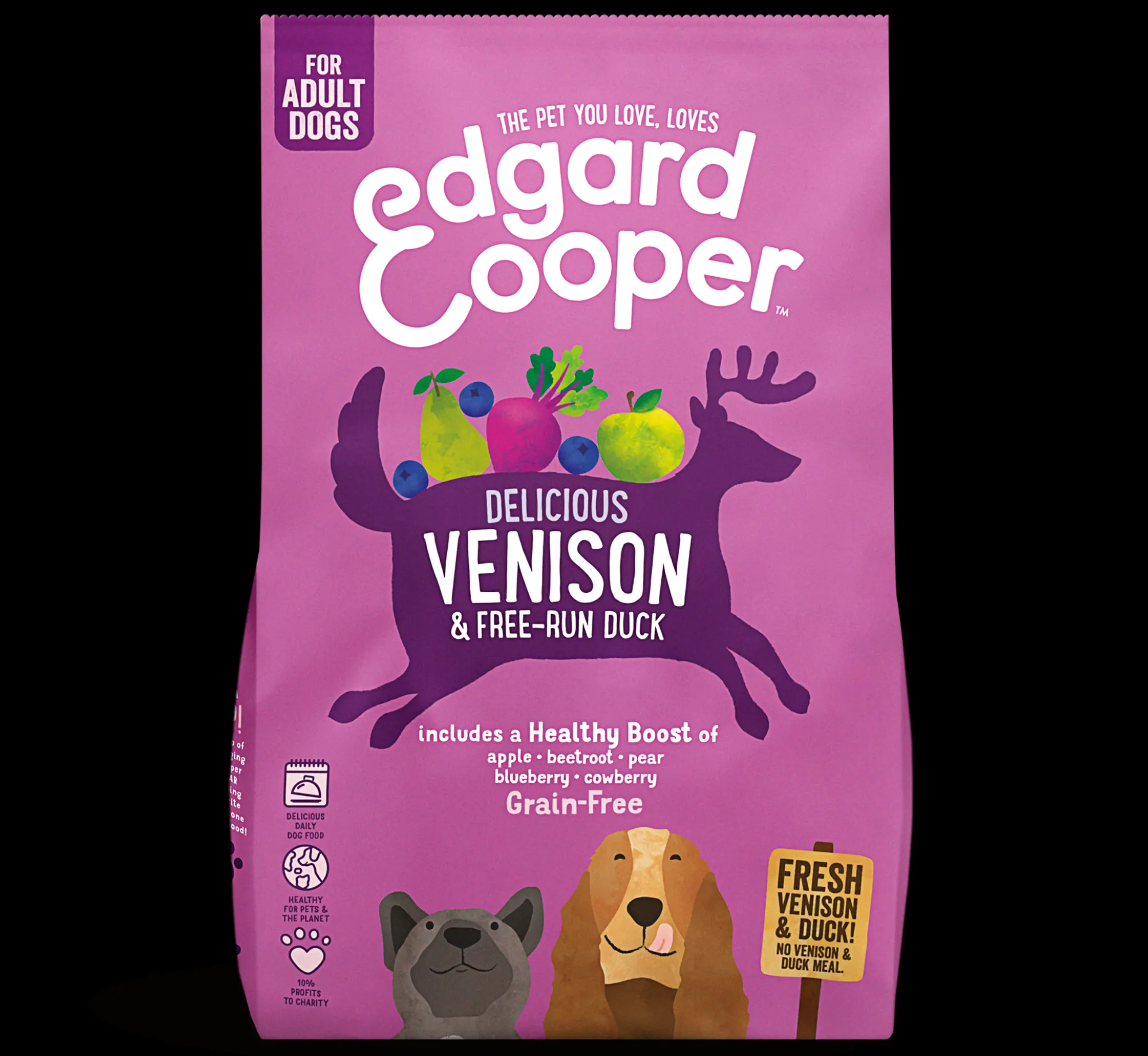Hond Voeding|ohgreen Edgard & cooper, hondenbrokken voor adult met hert & eend, 700g