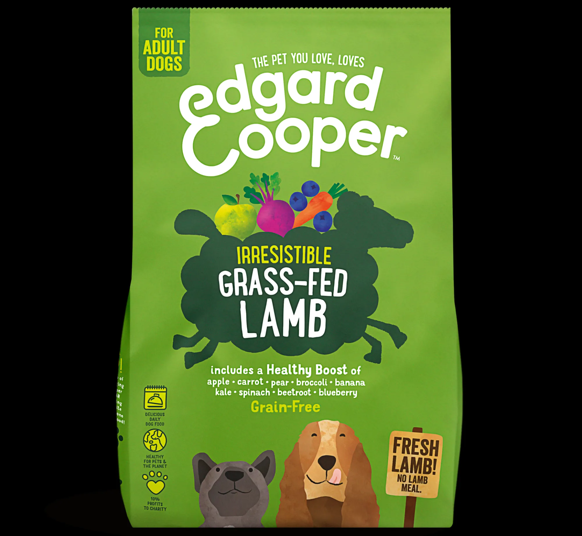 Hond Voeding|ohgreen Edgard & cooper, hondenbrokken voor adult met lam, 2.5g