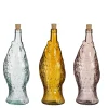 Potten En Vazen|ohgreen Fles vis recycled glas geel roze 3 assorti - h33xd12cm