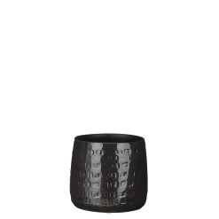 Potten En Vazen|ohgreen Floyd pot rond zwart - h13xd15cm
