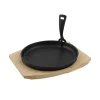 Accessoires En Onderhoud|ohgreen Gietijzeren grillpan met onderlegger uit bamboe