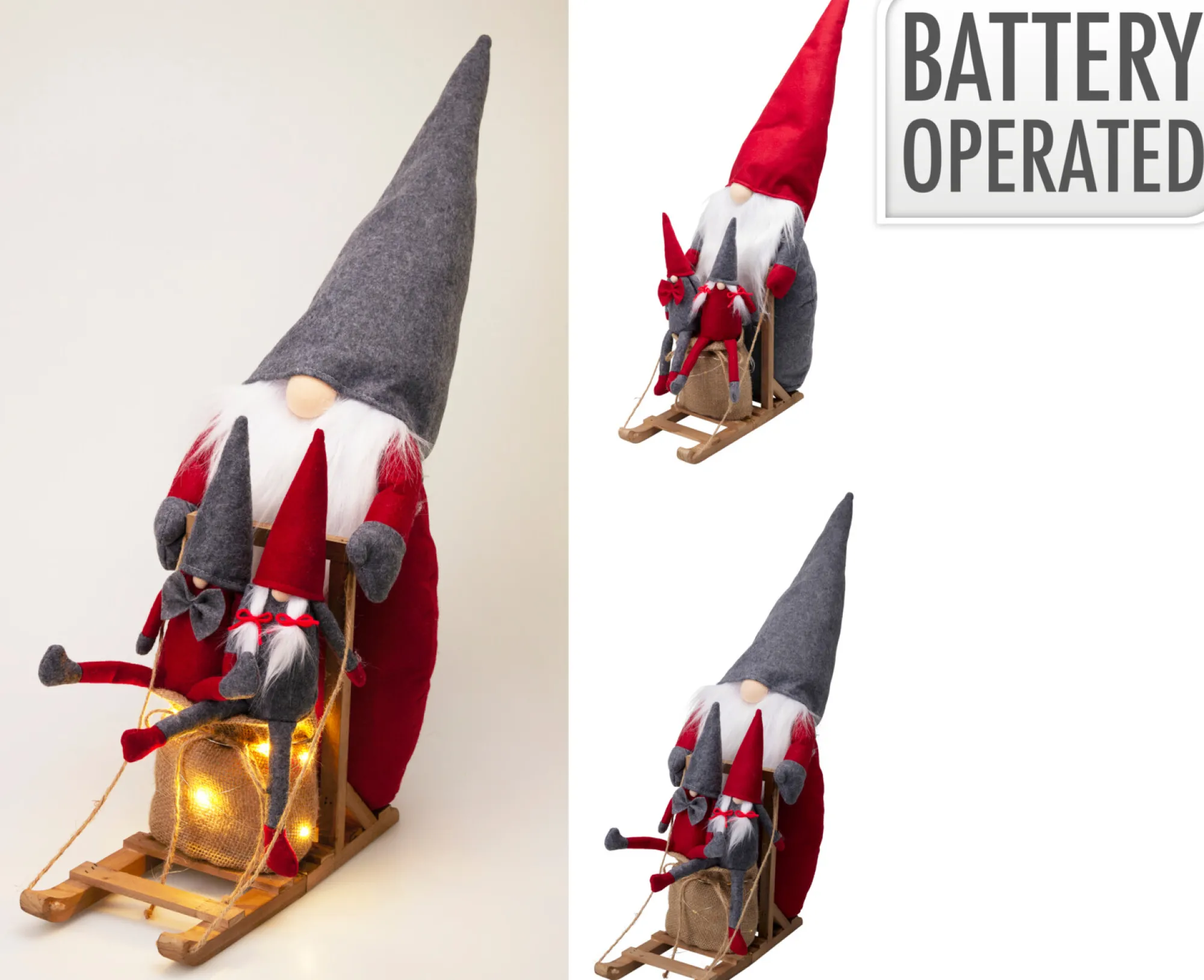 Deco Verlichting Binnen|ohgreen Gnome op wagen 50cm led