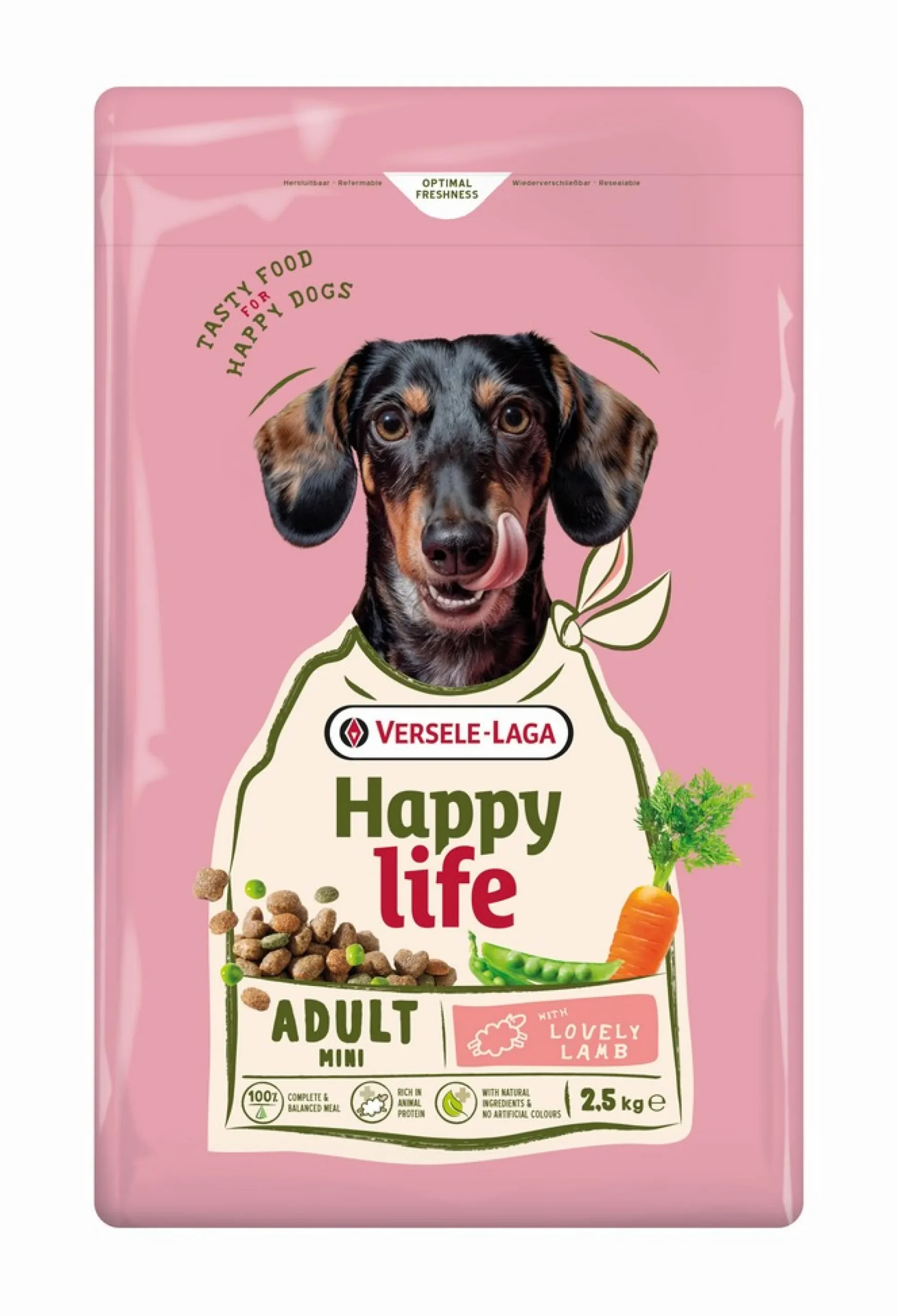 Werelddierendag|Hond Voeding|ohgreen Hondenbrokken happy life adult mini met lam 2,5kg