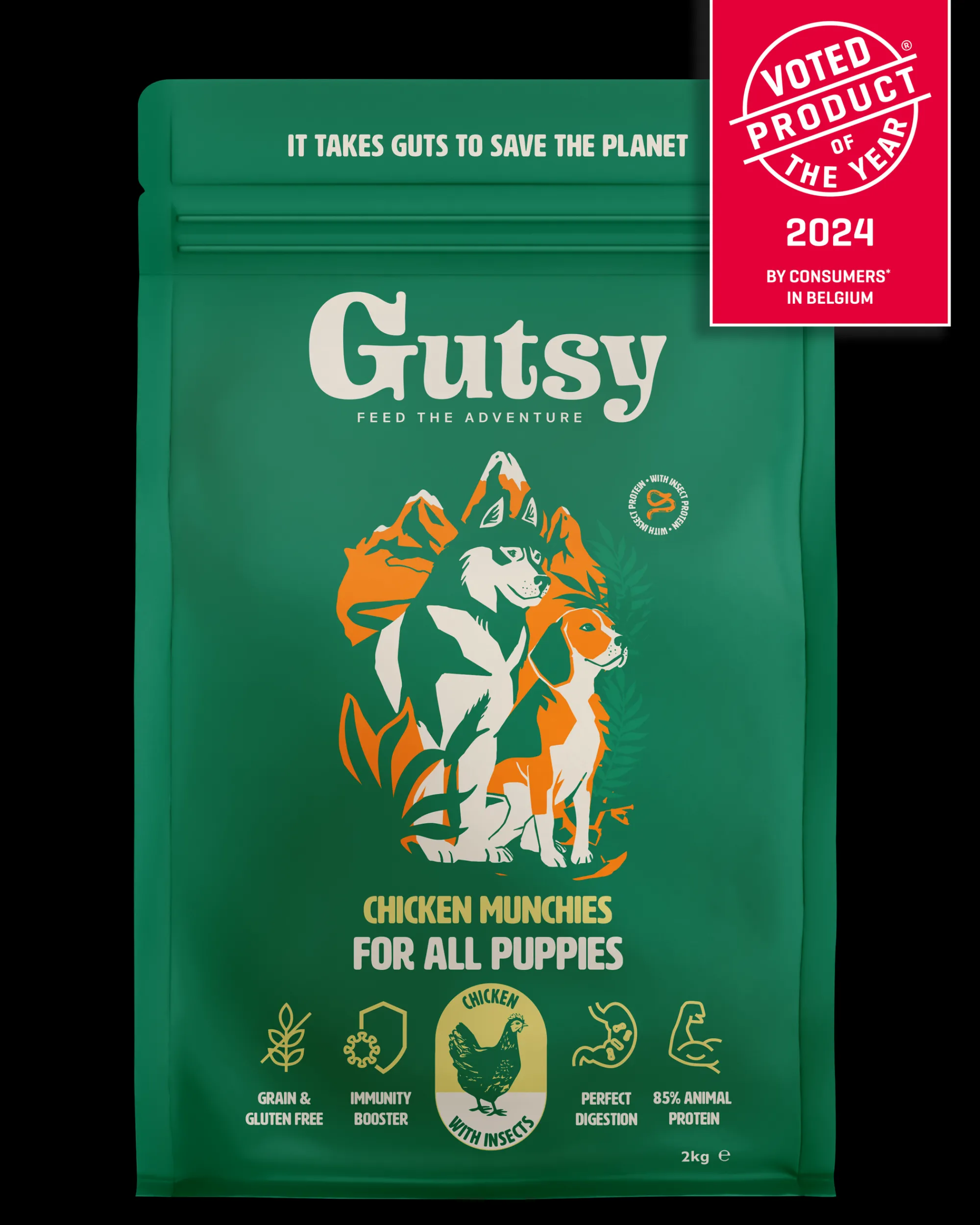 Hond Voeding|ohgreen Hondenbrokken kip en insect 2kg puppy
