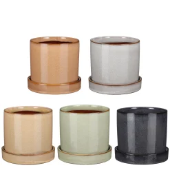 Potten En Vazen|ohgreen Inger Pot met schotel - h13,5xd15cm