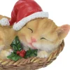 Kerstdecoratie|ohgreen Kat met kerstmuts in mand