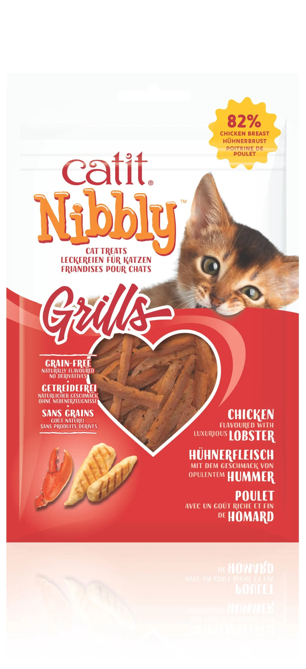 Kat Voeding|ohgreen Kattensnack nibbly grills kip & kreeft 30g