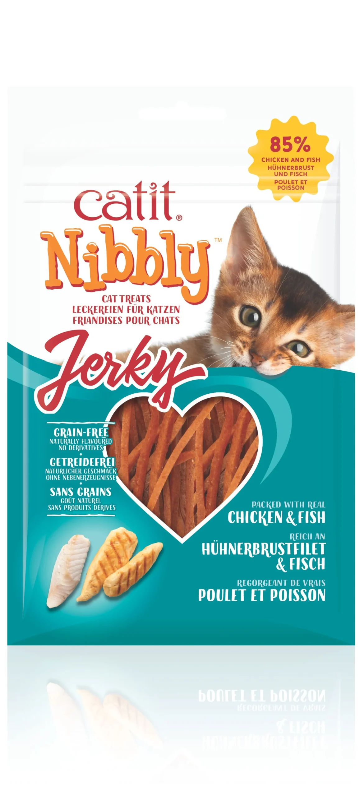 Kat Voeding|ohgreen Kattensnack nibbly jerky kip & vis 30g