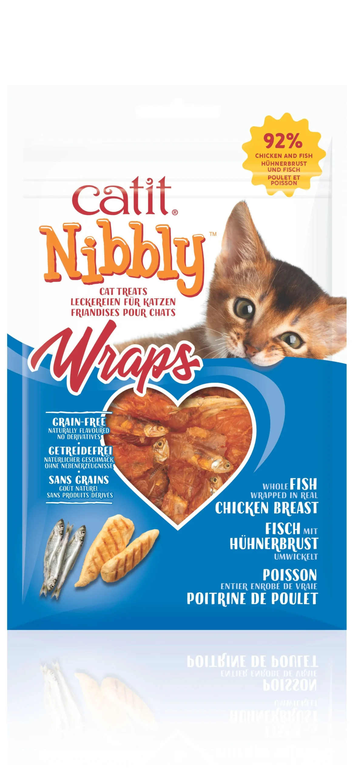 Kat Voeding|ohgreen Kattensnack nibbly wraps kip & vis 30g