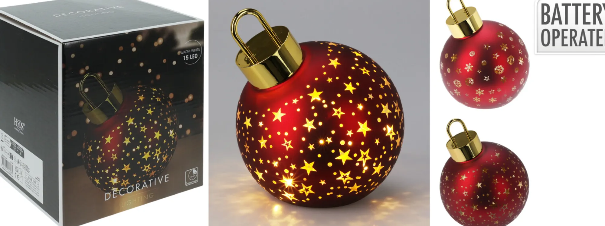 Deco Verlichting Binnen|ohgreen Kerstbal met led 15cm