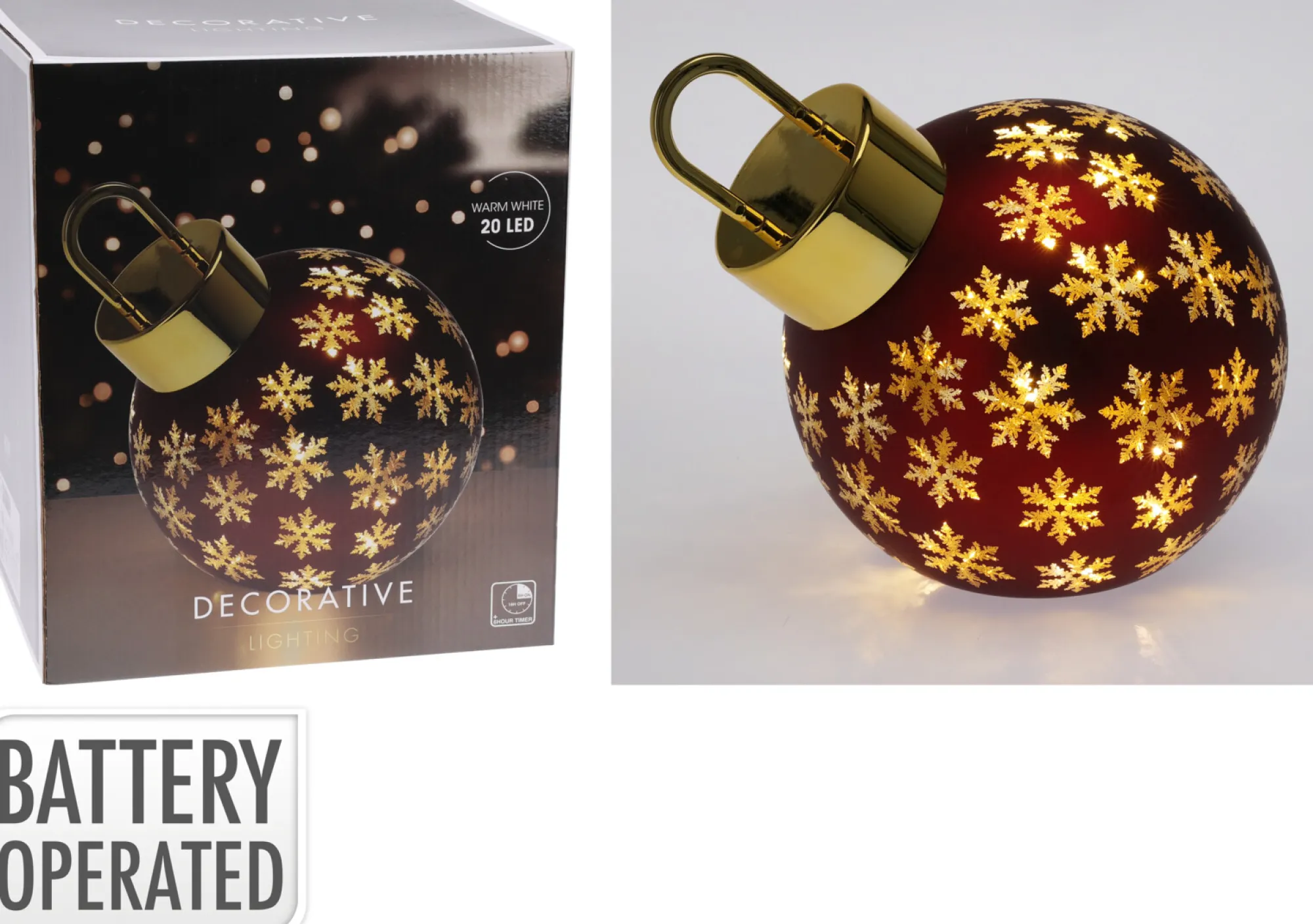 Deco Verlichting Binnen|ohgreen Kerstbal met led 20cm