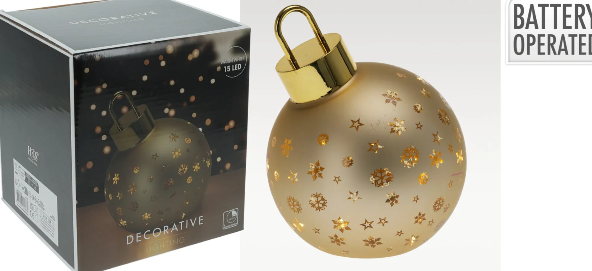 Deco Verlichting Binnen|ohgreen Kerstbal met led 15cm