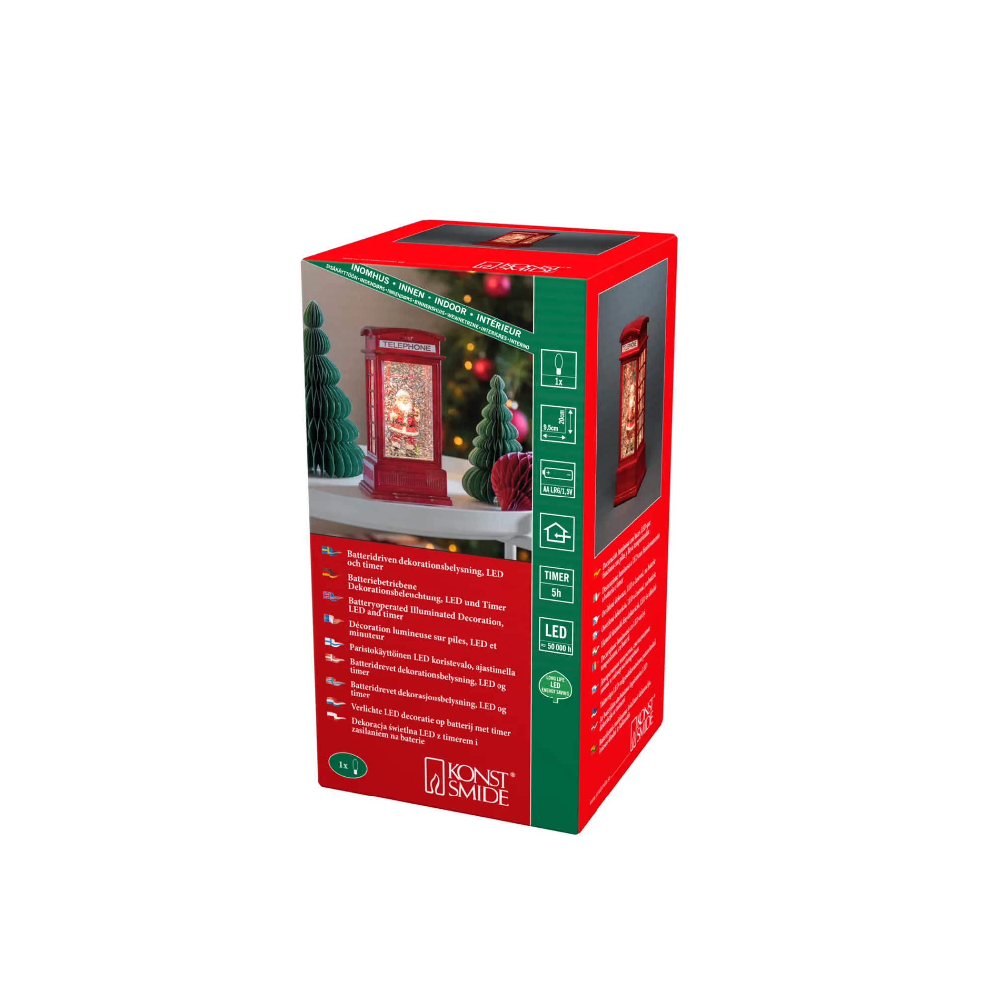 Deco Verlichting Binnen|ohgreen Led kerstlantaarn telefooncel met kerstman