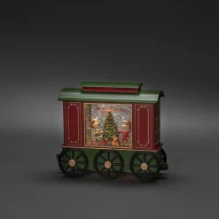 Deco Verlichting Binnen|ohgreen Led kerstlantaarn treinwagon met kinderen, kerstboom en kerstcadeaus