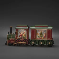 Deco Verlichting Binnen|ohgreen Led kerstlantaarn treinwagon met kinderen, kerstboom en kerstcadeaus