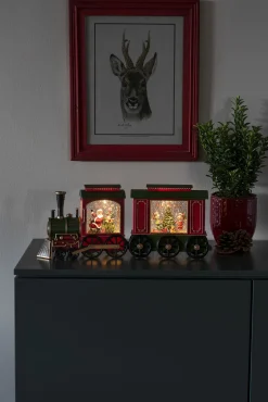 Deco Verlichting Binnen|ohgreen Led kerstlantaarn treinwagon met kinderen, kerstboom en kerstcadeaus