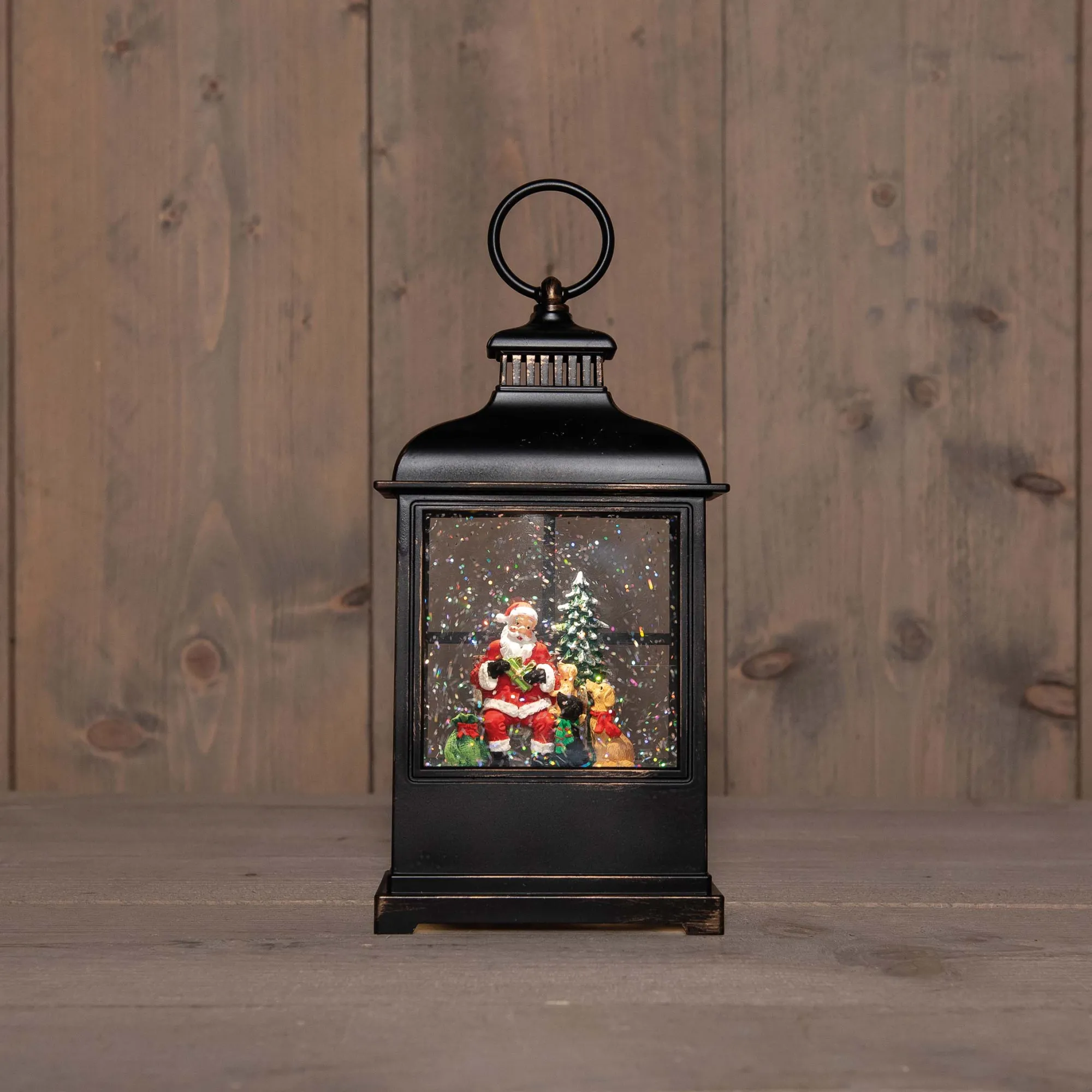 Deco Verlichting Binnen|ohgreen Led lantaarn kerstman glitterwater