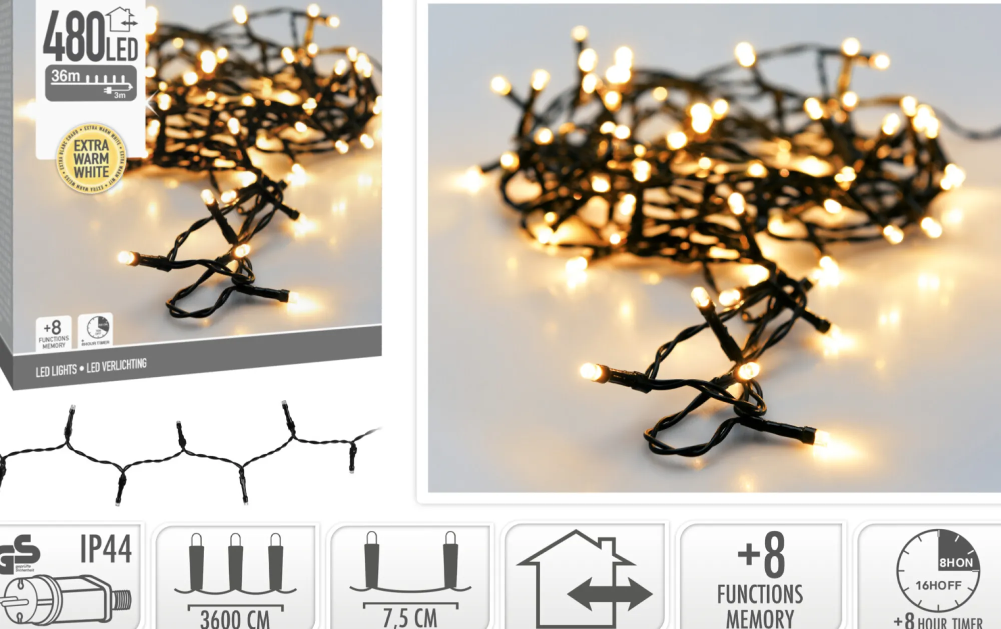 Basis Kerstverlichting|ohgreen Ledverlichting 480led extra warm wit
