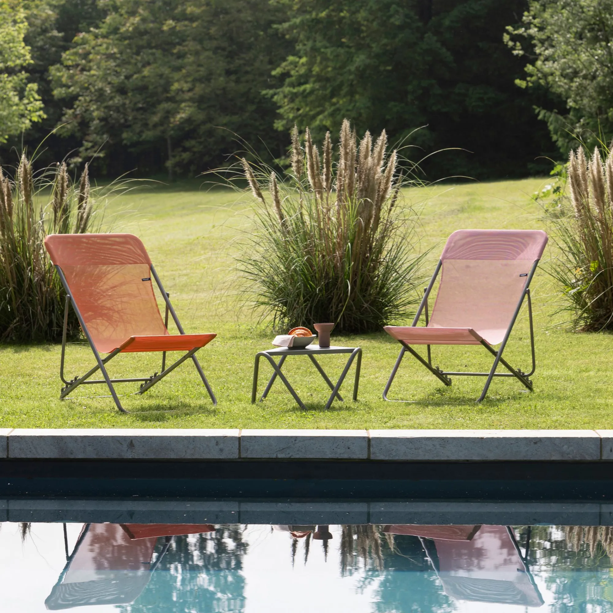 Tuinmeubelen|ohgreen Opvouwbaar ligbed met meerdere standen orange clementine