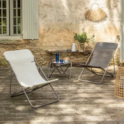 Tuinmeubelen|ohgreen Opvouwbaar ligbed met meerdere standen seigle beige