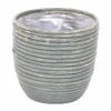 Potten En Vazen|ohgreen Pot round balloon stripe olive d18h16cm