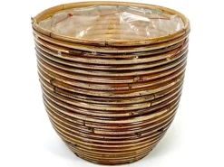 Potten En Vazen|ohgreen Pot round balloon stripe bronze d15h14cm