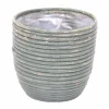 Potten En Vazen|ohgreen Pot round balloon stripe olive d15h14cm