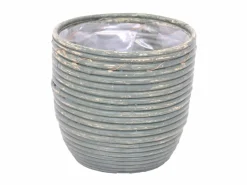 Potten En Vazen|ohgreen Pot round balloon stripe olive d15h14cm