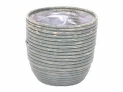 Potten En Vazen|ohgreen Pot round balloon stripe olive d24h24cm