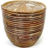 Potten En Vazen|ohgreen Pot round balloon stripe bronze d20h19cm