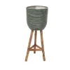 Potten En Vazen|ohgreen Pot stripe wooden legs green d25h64cm