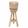 Potten En Vazen|ohgreen Pot stripe wooden legs grey d20h47cm