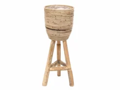 Potten En Vazen|ohgreen Pot stripe wooden legs grey d20h47cm
