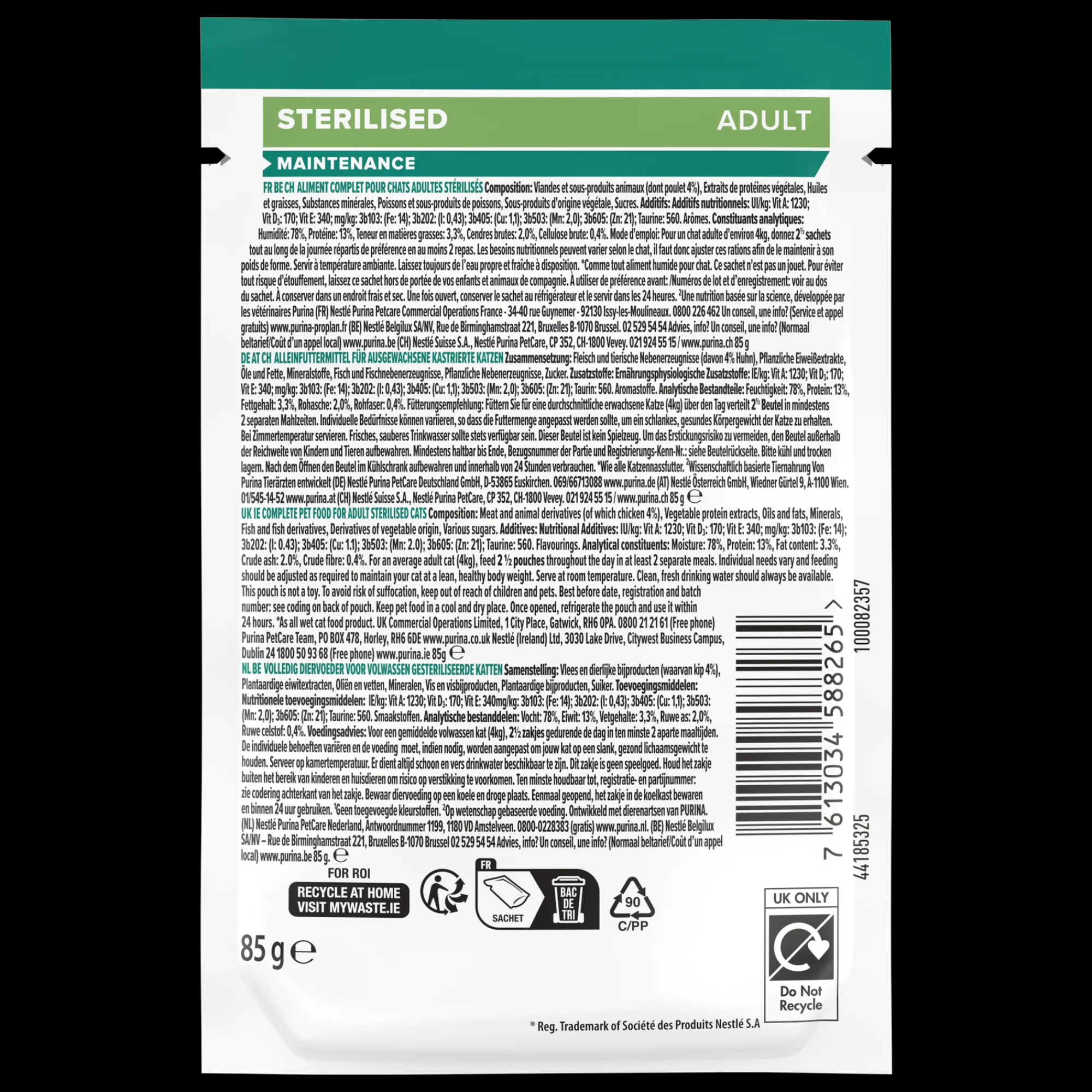Kat Voeding|Werelddierendag|ohgreen PRO PLAN Natte Voeding Sterilised Kip 85g