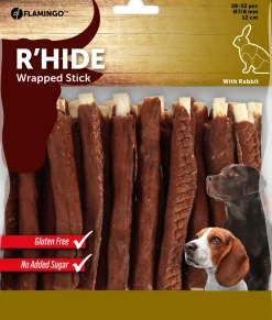 Hond Voeding|ohgreen R'hide stokjes omwikkeld met konijn 7/8mm 12cm 28-32st 350gr