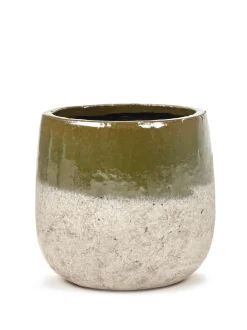 Potten En Vazen|ohgreen Rustic Pot dip 16,5x16,5x15,5 grn/znd