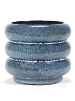 Potten En Vazen|ohgreen Sixties Sierpot l 14,5x14,5x12,5 blauw