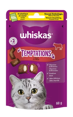 Kat Voeding|ohgreen Snacks voor katten |whiskas temptations rund 60g