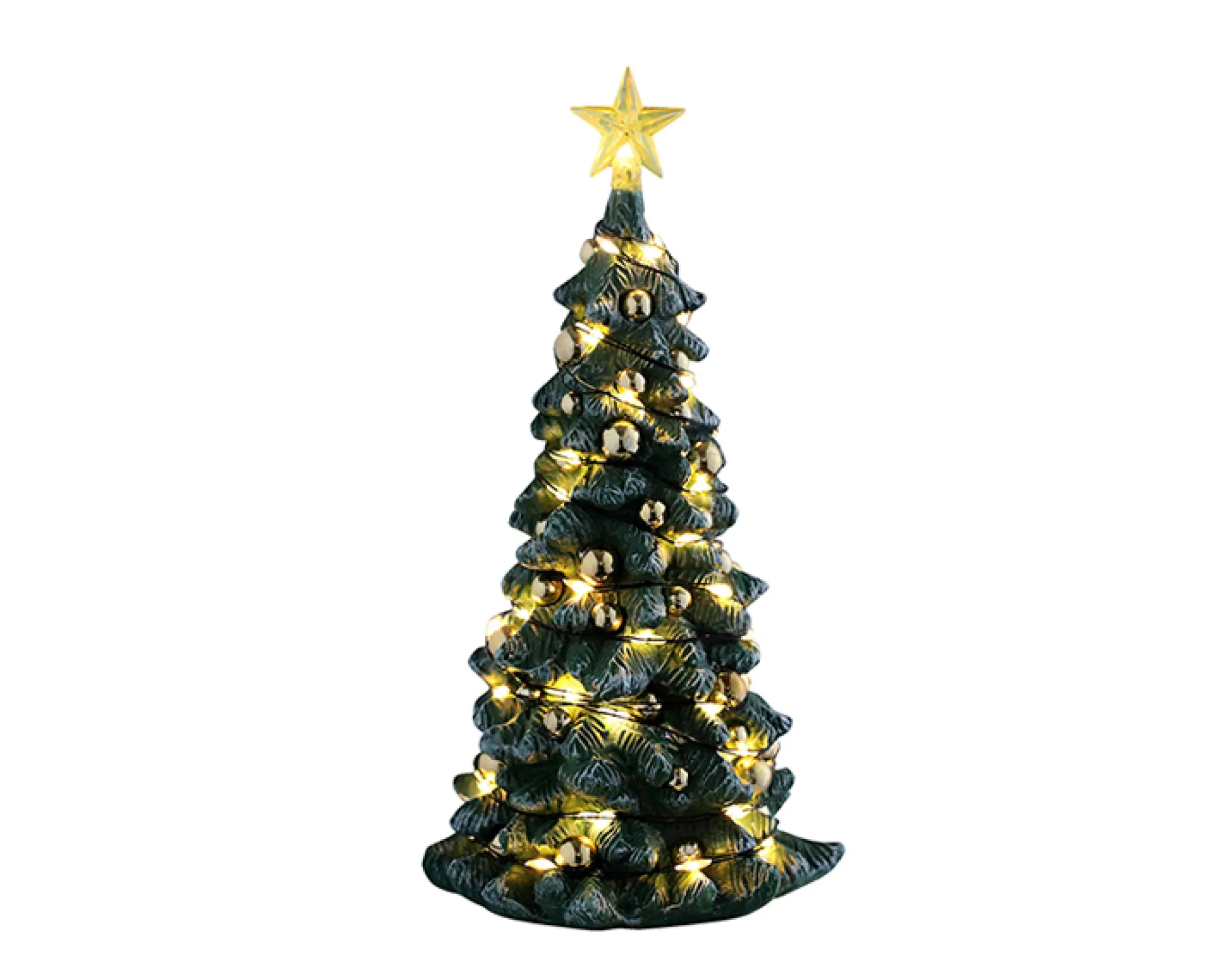 Lemax Kerstdorpen|ohgreen Snowy christmas tree clear light
