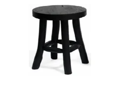 Meubilair|ohgreen Stool teak black d15h17cm