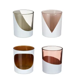 Sfeermakers|ohgreen Theelicht houder d.roze bruin grijs l.roze 4 assorti - h8xd7cm