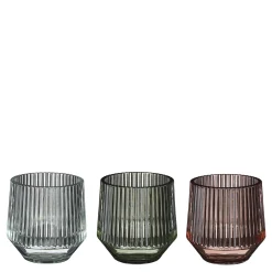Sfeermakers|ohgreen Theelicht houder glas groen roze 3 assorti - h8xd8cm