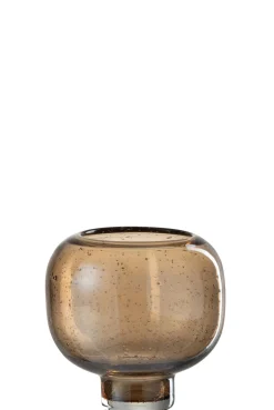 Potten En Vazen|ohgreen Vaas op voet rond glas amber s (16x16x16cm)